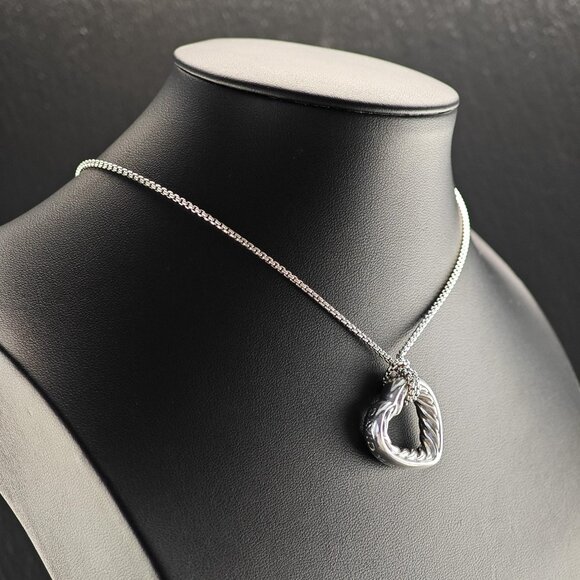 David Yurman Heart Necklace with 18K Gold Accents in Sterling Silver - Picture 2 of 13